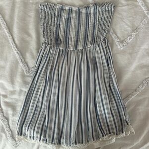 Aeropostale Blue and White Strapless Dress